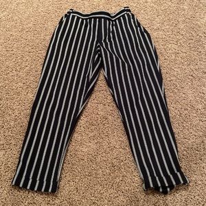 navy and white stripped pants